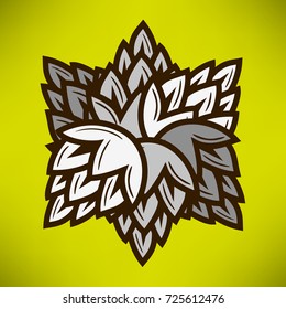 Star Geometry With Beer Hops. Vector Graphic.