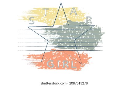 star girl letterig vector isolated on stok vector, t shirt design.