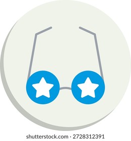 Icono de estilo de círculo plano de gafas de estrella