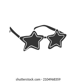 Star Glasses Icon Silhouette Illustration. Sunglasses Party Carnival Vector Graphic Pictogram Symbol Clip Art. Doodle Sketch Black Sign.