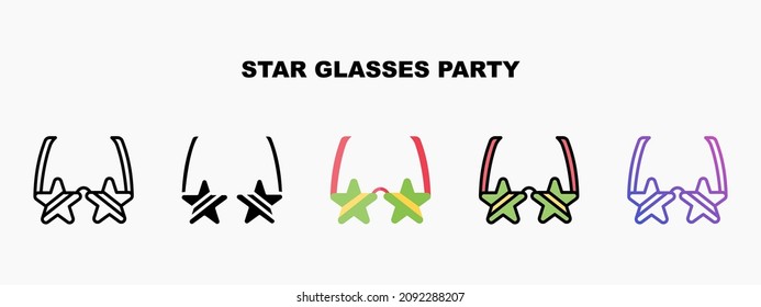 Star Glasses party icon designed in outline flat glyph filled line and gradient. Perfect for website mobile app presentation and any other projects. Enjoy this icon for your project.