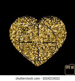 Star glitter gold sequin in heart shape isolated on black background - love and valentine concept, Heart At Gunpoint