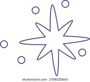 Star Glittering Outline Vector Illustration