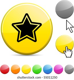 Star glossy vibrant round icon.