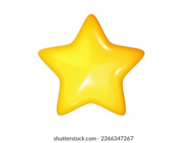 Star glossy yellow colors. 3d cute smooth star shape. Realistic vector illustration isolated on a white background.