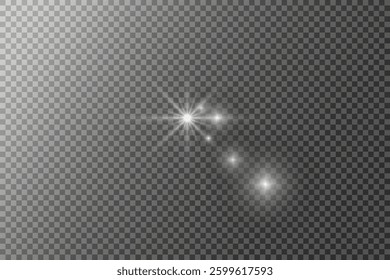 Star glow. Bright reflections, rays.
Flash of light on a transparent background. Vector image.