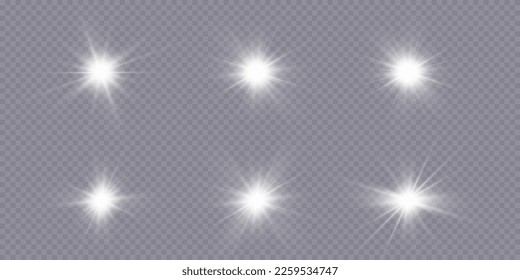 Efecto luminoso de las estrellas. Partículas brillantes, luz brillante. Estrellas.