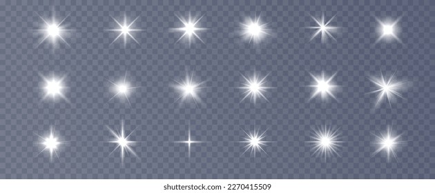 Star glow light effect. Bright particles, light shine. Stars.