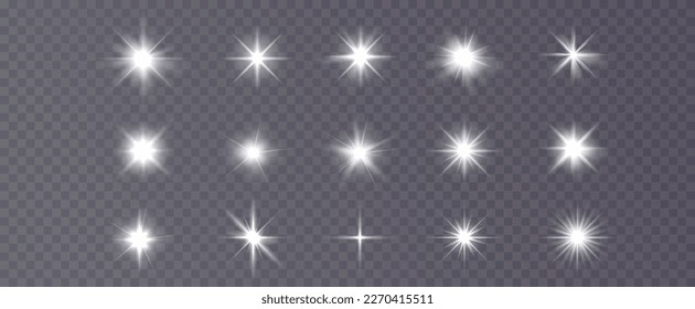Star glow light effect. Bright particles, light shine. Stars.