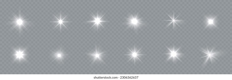 Star glow light effect. Bright particles, light shine. Stars.