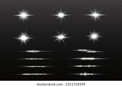Star glow light effect. Bright particles, light shine. Stars.