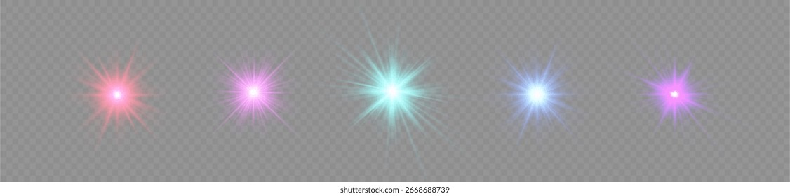 Star glow and neon light with gradient background abstract vector design sparkle universe effect shine bright beam