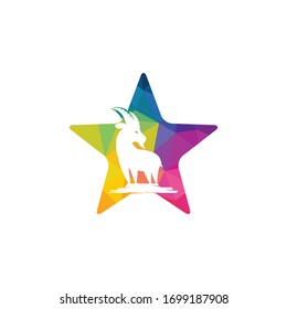 Star Goat Logo Template vector design. A beard goat logo concept.