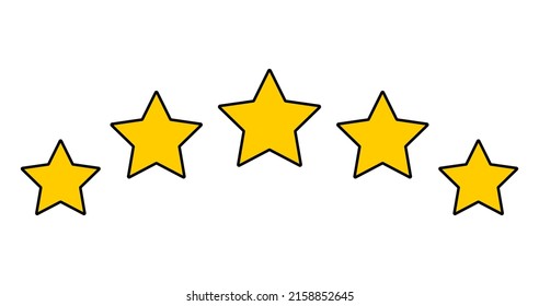 Star and gold, badge five and quality rating. Isolated design and symbol of rank and sign of success. Illustration design and best award. Vector.