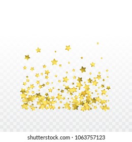 Star gold confetti. Glitter vector celebrate background. Watercolor golden sparkles and dots. Voucher backdrop. Luxury invitation card template. Falling gold confetti. Glitter background. 