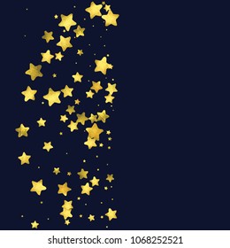 Star gold confetti. Glow vector celebrate background. Golden sparkles and dots on transparent backdrop. Christmas party invitation card template. Falling gold confetti. Glitter background. 