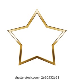Star gold frame. Isolated luxury five pointed star golden border. Gold star flat frame mockup design element. Vector illustration.