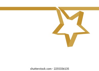 Star from gold ribboon. Golden simple star silhouette. Success.Business. Sketch vector illustration