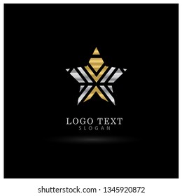 Star Gold & Silver Logo. Symbol & Icon Vector Template.