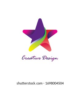 Plantilla de diseño de logotipo creativo con degradado de estrella