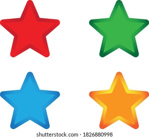 Star gradient color icon set, shining stars, five star