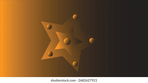 Estrela com efeito de gradiente e esferas em cores quentes.