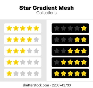 Star Gradient Mesh for Rating or Review or Ranking or Illustration