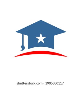 star graduation cap logo american quality education simple symbol