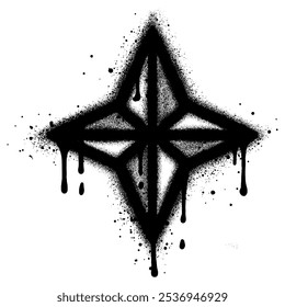 Star-Graffiti mit schwarzer Sprühfarbe.Vektorgrafik.