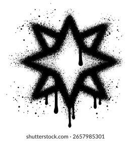 Star graffiti with black spray paint.vector illustration.