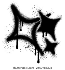 Grafite de estrela com pintura spray preto.ilustração vetor.