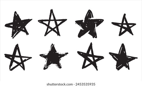 Star graffiti paint symbol. Rough spray grunge urban element. Dirty art street brush sign. Ink graffiti sketch. Set of illustration