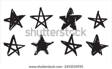 Star graffiti paint symbol. Rough spray grunge urban element. Dirty art street brush sign. Ink graffiti sketch. Set of illustration
