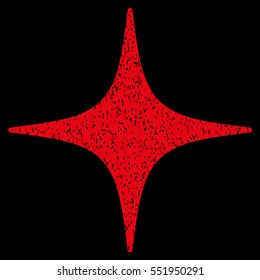 Star grainy textured icon for overlay watermark stamps. Flat symbol with dust texture. Dotted vector red ink rubber seal stamp with grunge design on a black background.