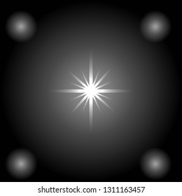 star gray black background and four highlights on the sides