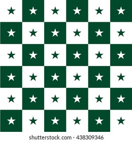 Star Green White Chess Board Background Vector Illustration