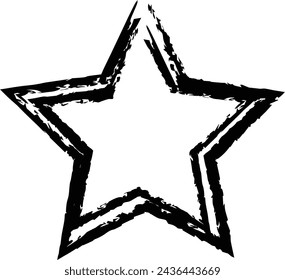 Icono de forma vectorial dibujado a mano del borde del marco del grunge de la estrella para el elemento decorativo del doodle vintage para el diseño en ilustración vectorial