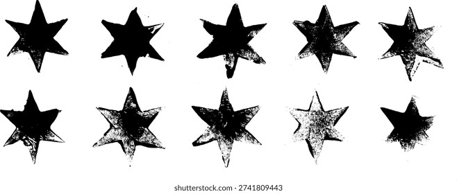 Star Grunge Stamped Vector Set