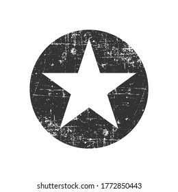 Star in grunge style. Star sign in the circle isolated on white background. Star symbol decorative element. Vector illustration