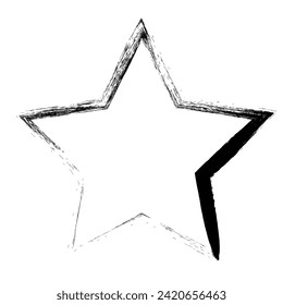 Estrella, textura gruesa, marco negro. Elemento vectorial para el diseño. Símbolo universal, elemento.