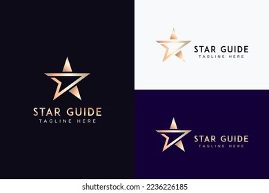 Star Guide Abstract Concept Business Entertainment and Education with Gold Color Logo