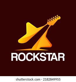 Star and guitar logo. vector Design