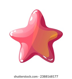 Star gummy jelly candy, isolated icon of tasty sweet chewy sugar shape. Marmalade dessert, delicious gelatin form with five points. Snacks for kids and adults, food and meal. Vector in flat style