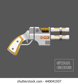 Star guns. Video game weapon. Virtual reality device. Vector illustration