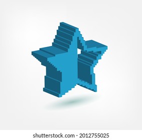 star half empty 3d vector pixel logo