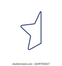 Star half icon flat illustration outline logo