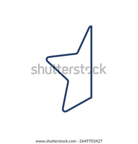 Star half icon flat illustration outline logo
