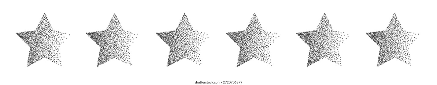Gradiente de ruido de medio tono de estrella. Forma de asterisco de semitono brillante, Ilustración vectorial de estrella de punto geométrica