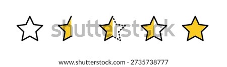 Star and half-star icon set that can be used for evaluation and word of mouth (vector)