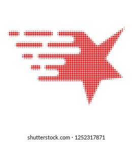 Star halftone dotted icon with fast speed effect. Vector illustration of star designed for modern abstract with symbols of speed, rush, progress, energy.